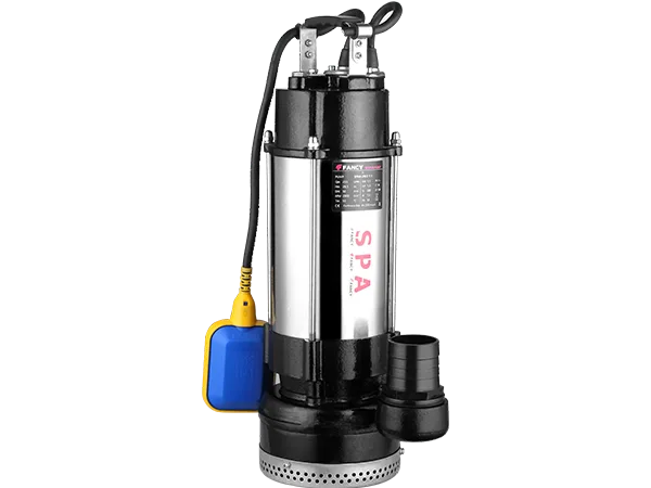 FANCY SPA submersible drainage pump with a stainless motor casing and a float switch